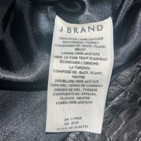 J Brand Croc Embossed Lamb Leather Moto Jacket Black Small - Picture 13 of 13